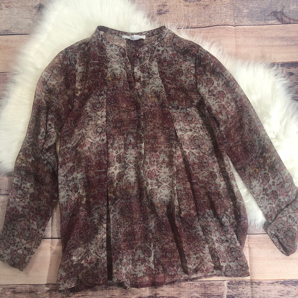 BCBGeneration Mauve Mist Print Button-Up - Small - Picture 3 of 7